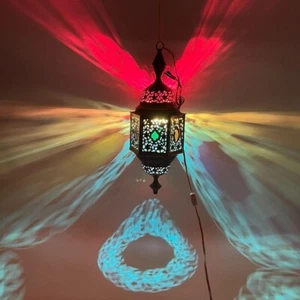 Vintage Pendant Lights Mediterranean Moroccan Lantern Chandelier Colorful Glass - Picture 1 of 4
