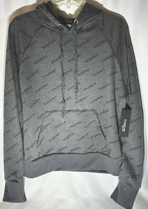 Bebe Sport Grey Black All Over Logo Hoodie Sweatshirt Women NWT 1X MSRP 94.00 - Picture 1 of 7