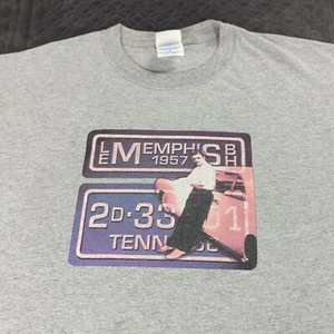 Elvis Presley Shirt Memphis License Plate Vintage Gray Short Sleeve Men 2XL XXL - Picture 1 of 9