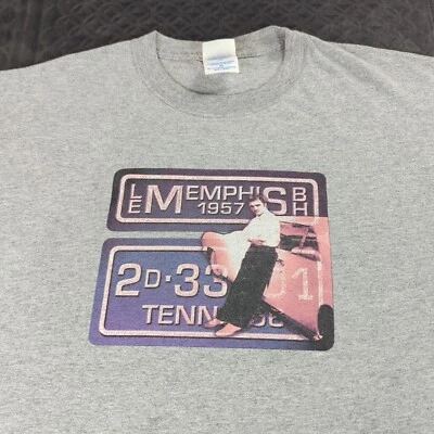 Elvis Presley Shirt Memphis License Plate Vintage Gray Short Sleeve Men 2XL XXL - Image 1 of 4