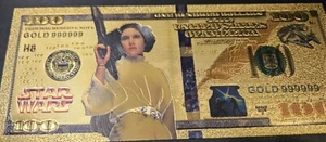 Star Wars 24k Gold Foil Banknote Princess Leia - Picture 1 of 8