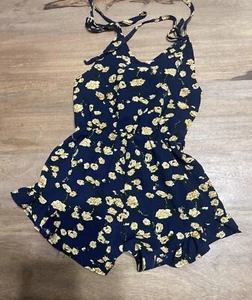 girls Boho floral navy romper size 5 - Picture 1 of 3