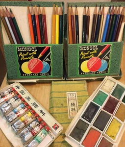 Vintage Artists Paints random lot of art stuff - Paint With Pencils Watercolor + - Picture 1 of 10