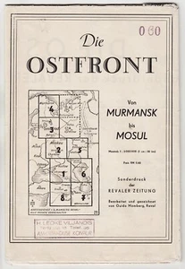 MAPA RARO 1942 EL FRENTE ORIENTAL de Murmansk a Mosul Segunda Guerra Mundial alemán occ. ESTONIA - Imagen 1 de 6
