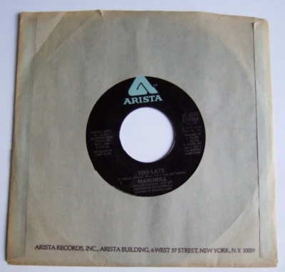 MANDRILL Too late c/w  Holiday 7" rare Top Copy Arista USA 1978 AS 0375-SB x - Bild 1 von 4