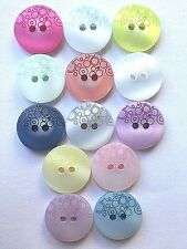 Pearl Finish Circles Design Smartie Buttons, 15mm Wide, Pack of 6, Many Colours