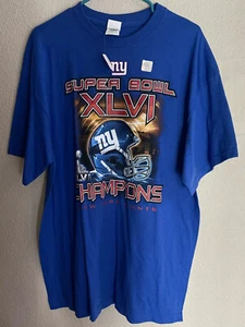 New York Giants Shirt Men Size Medium XLVI Super Bowl Champions TShirt Blue XL - Picture 1 of 6