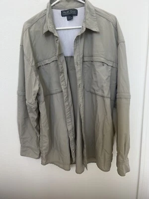 男式尼龙钓鱼远足 XL 绿色衬衫野营 Trek 通风太平洋 Crest 完好 — 第 1/4 张图片