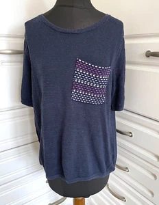 Tommy Hilfiger Top Women’s Size Medium 10 Blue Pocket Loose Fit Pocket Designer - Picture 1 of 11