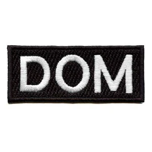 Dom Tag Box Logo Patch Dominant Role Preference Embroidered Iron On - Picture 1 of 2