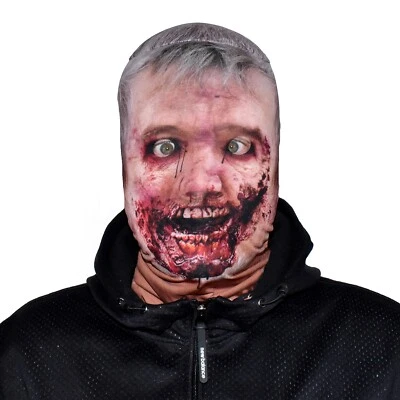 Alter Mann Zombie 3D Effekt Gesicht Haut Stoff Gesicht Maske Halloween FS127 - Bild 1 von 4