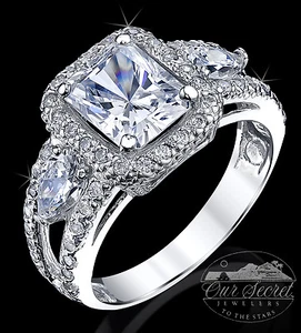 2.5 Kt Splendente Taglio Anello Top Aaaaa Zirconi Cubici Argento Sterling 10 - Foto 1 di 1