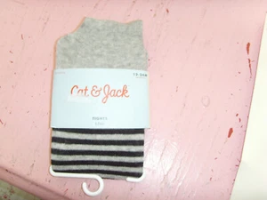 NEW NIP Cat and Jack Tights 12-24 mo gray stripe panda bear girl tights blend - Picture 1 of 2