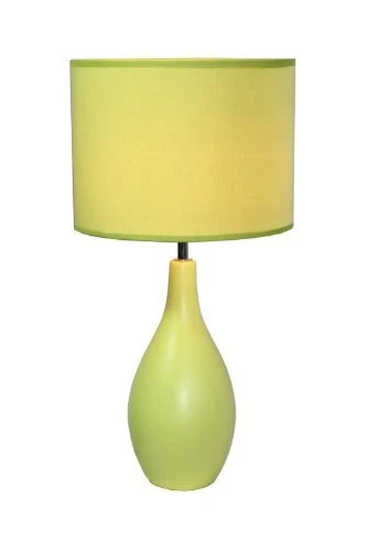 Simple Designs 19 In. Green Oval Bowling Pin Base Ceramic Table Lamp