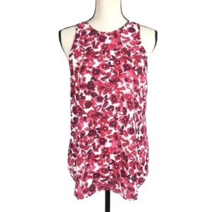 Who What Wear Floral Top Womens Small Sleeveless Button Back Red White - Picture 1 of 8