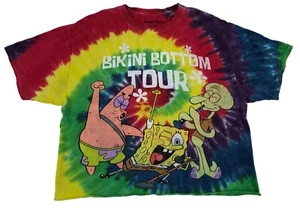 Sponge Bob T-Shirt Sz M Bikini Bottom Tour Tie Dye Cropped - Picture 1 of 12