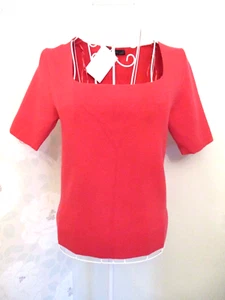 Marks & Spencer women's pink short sleeve fine knit square neckline jumper UK12 - Picture 1 of 7