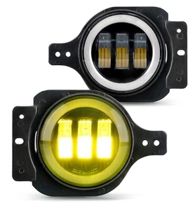 4 Inch Yellow LED Round Fog Lights DRL For Jeep Wrangler JL Sport Rubicon Sahara - Picture 1 of 8