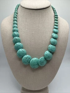 Jay King Natural Turquoise Disc Shaped Sterling Silver Necklace 8-25mm 19-22” - Picture 1 of 7