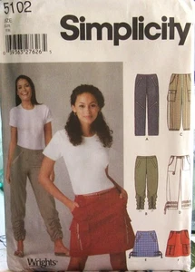 Simplicity 5102 Womens 12-18 Sporty CARGO Pants Capris Mini Skirt Pattern UNCUT - Picture 1 of 2