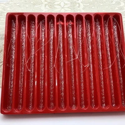 Adornos de hielo de vidrio retorcido vintage, juego de caja de 12 piezas Foto 1 de 4