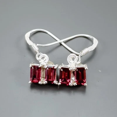 Pendientes de rodolita natural joyería plata de ley 925/E129500 Foto 1 de 4