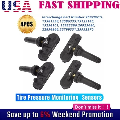 4X TPMS Tire Pressure Monitoring Sensors for Chevy GMC 20923680 Bejihxmtlcuajygt - Image 1 of 4