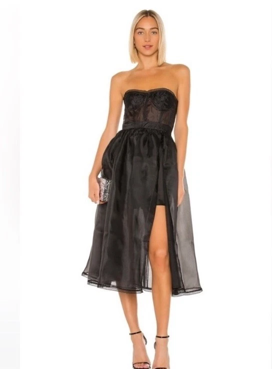 NWT Revolve NBD Imagine Dress in Black/ Corset Bodice and Sheer Sz XS Whimsigoth - Image 1 of 4