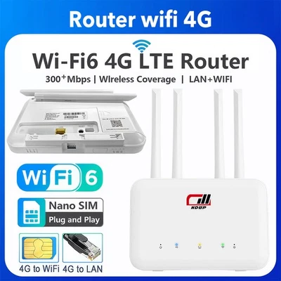 4G Wireless Router 300Mbps WiFi Router Haus LTE WLAN Router mit SIM Kartensteck - Bild 1 von 4