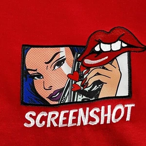 Screenshot Pop Art Cartoon Crew Neck Fleece Sweatshirt Red Mens Size Medium - Picture 1 of 14