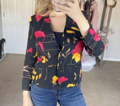 Sonia Rykiel Blazer Womens 40 US Medium Floral Button Career Classic Fitted - Image 1 of 4