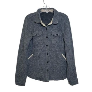 Toad & Co Women's M Boxcan Sherpa Overshirt Gray Button Down Long Sleeve Wool - Picture 1 of 8