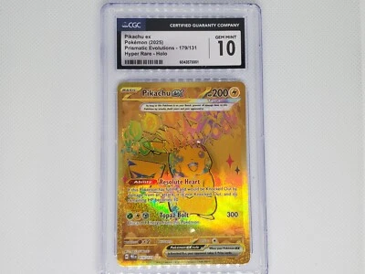 2025 POKEMON PRE EN-HYPER RARE #179 PIKACHU EX CGC 10 (TEXTURE ERROR) - Image 1 of 4