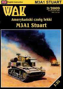 M3A1 Stuart US WWII Light Scout Tank WAK 3/2009 modello carta 1:25 NUOVO! - Foto 1 di 1