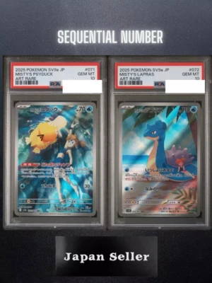 PSA 10 Misty's Psyduck Lapras AR Set 071/063 072/063 Heat Wave Arena Sequential  - Image 1 of 2