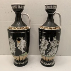 Antique Lekythos Greek Vessel Oil Flask Vases From Greece Signed Numbered Set 2 - Bild 1 von 20