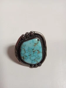 Vintage Sterling Silver Turquoise Ring Size 7 - G34 - Picture 1 of 4