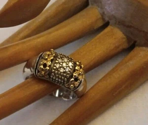 Effy D'ORO Sterlingsilber Ring 14k Gelbgold Diamant Blumenmuster Größe 6,5 - Bild 1 von 8