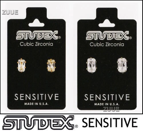PENDIENTES HIPOALERGÉNICOS STUDEX SENSITIVE 5mm x 3mm CÚBICOS DE ZIRCONIA  Foto 1 de 1