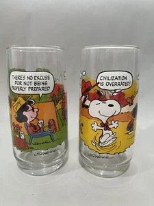 Vintage 1970's Peanuts McDonald's Glasses Set of 2 - Picture 1 of 9