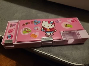 Hello Kitty Puffy Pencil Case Double Sided W/ Sharpener School Theme Sanrio 2006 - Picture 1 of 4