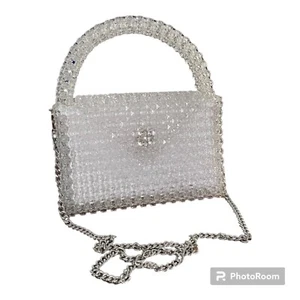 Square bag made of transparent square beads. - Picture 1 of 3
