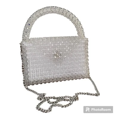 Square bag made of transparent square beads. - Image 1 of 3