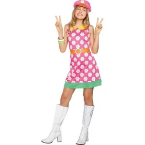 Girly A-Go-Go Hippie Costume Kids L (10-12) - Picture 1 of 1
