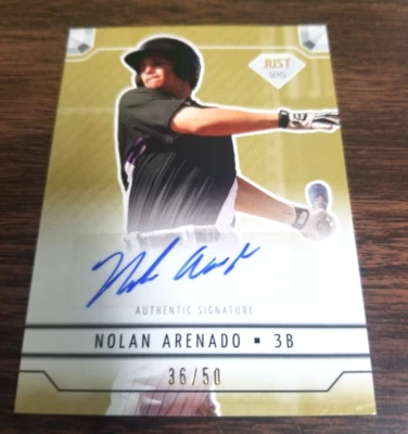 Tarjeta Just Minors de Nolan Arenado 2011 #Jg-9 Rockies/Cardinals (autógrafo de novato)/50 Foto 1 de 3