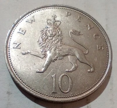 10 New Pence 1969 GB UK Coin British Penny Elizabeth II Lion - Image 1 of 2