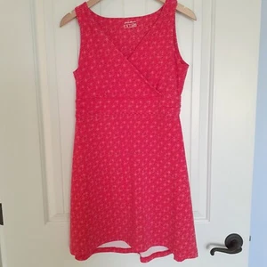 Eddie Bauer Travex Aster Crossover Dress Coral Circle Print Size PM - Picture 1 of 7