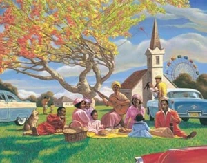 AFRICAN AMERICAN ART PRINT - SUNDAY PICNIC 16X20 POSTER - Picture 1 of 1