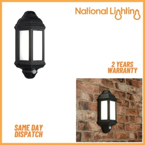 Luz de pared LED exterior HALBURY - sensor de movimiento PIR linterna negra impermeable IP44 - Imagen 1 de 6