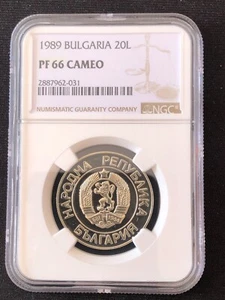 1989 BULGARIA  20 LEVA PROOF NGC PF66 Cameo - Picture 1 of 4